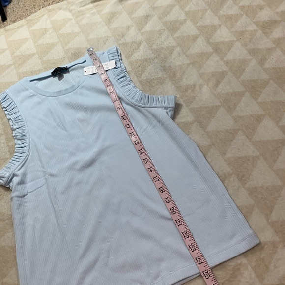 J crew blue rubbed ruffle tank top fitted - Picture 4 of 5